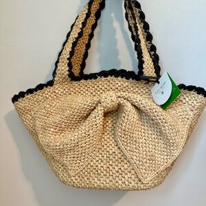 Kate Spade Woven Cream and Black Tote
